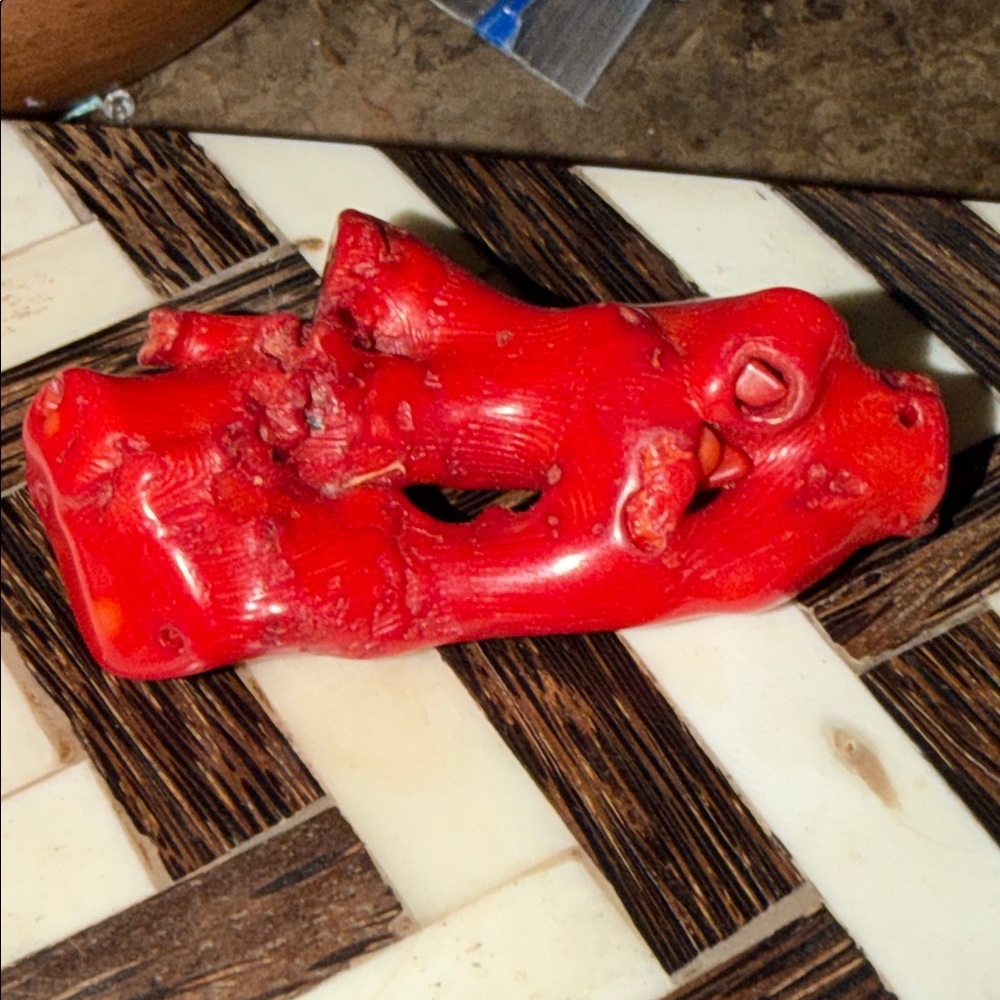 Large piece of red Mediterranean coral vintage ready for a beautiful project